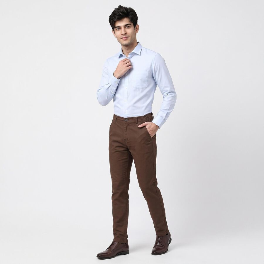 Men's Brown Slim Fit Chino Trousers, Brown, large