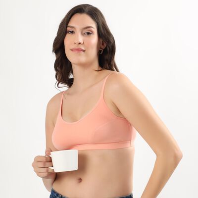 Women's Soft Peach Cotton Blend Wire-Free Everyday Bra