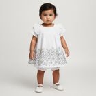 Infants' Bright White Floral Printed Cotton Frock, सफ़ेद, small image number null