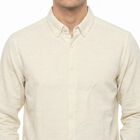 Men's White Regular Fit Casual Shirt, ऑफ व्हाइट, small
