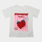 Girls White Crew Neck Regular T-Shirt, White, small