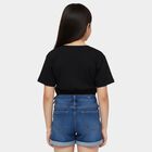 Girls' Navy Blue Cotton Round Neck Casual T-Shirt, नेवी ब्लू, small