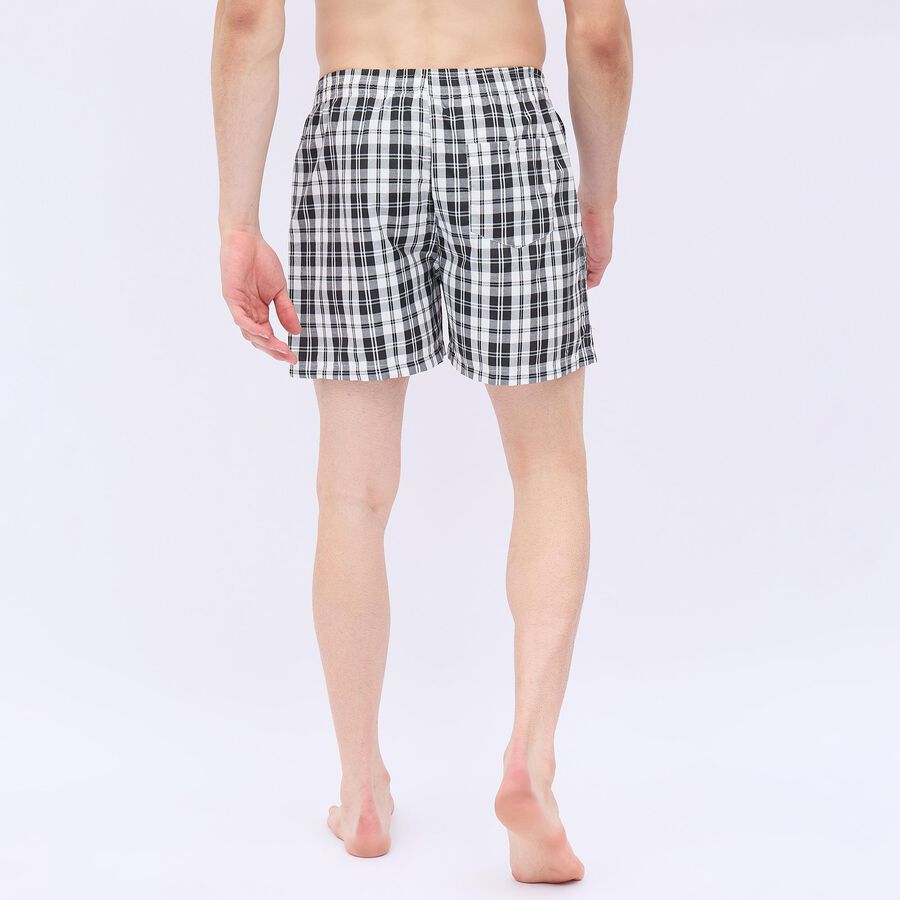 Men's Black And White Checked Elastic Waist Boxers, Black, large image number null