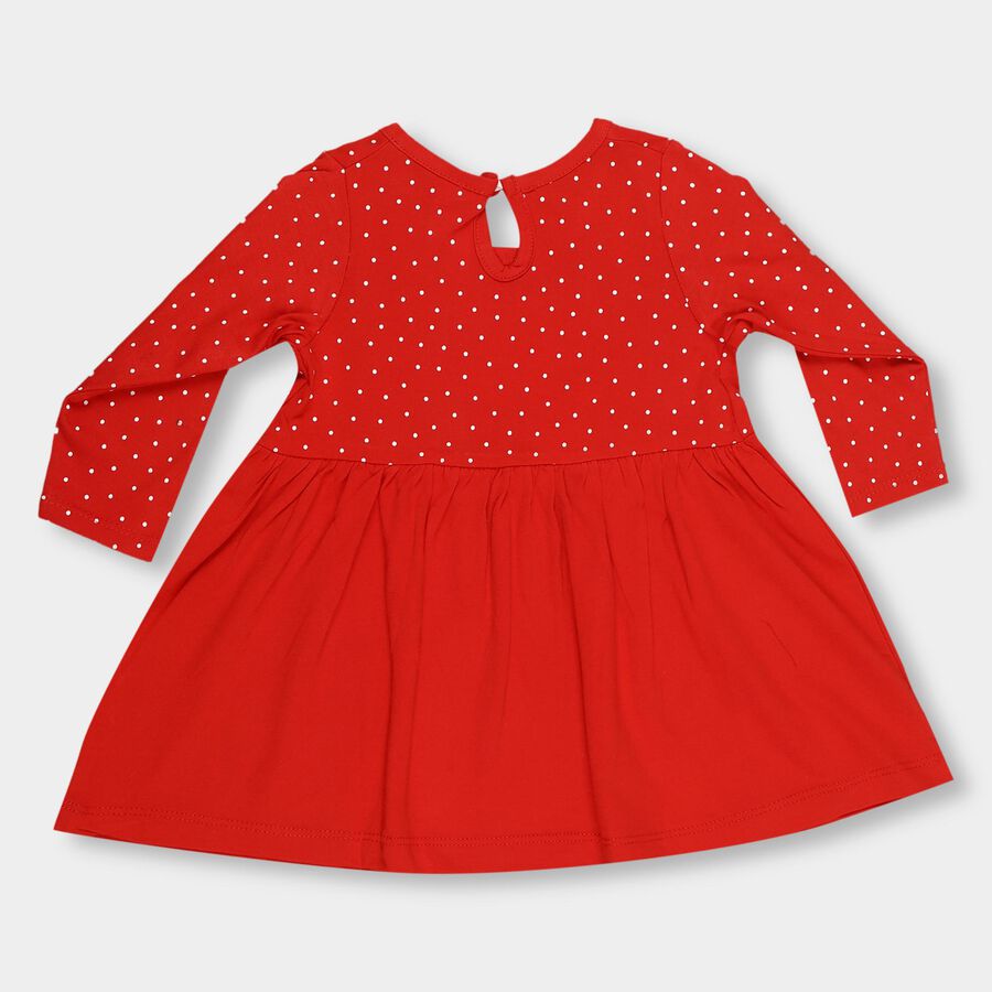 Infants' Eggshell White Cotton Everyday Frock, Red, large image number null
