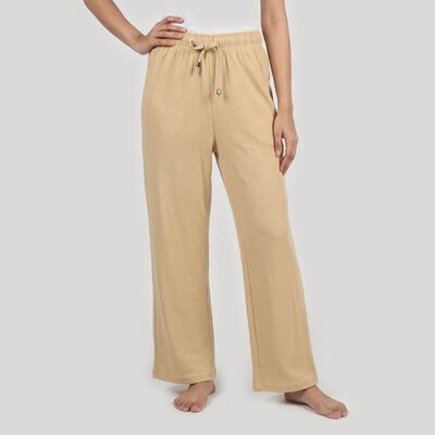 Women's Beige Regular Fit Solid Pyjama