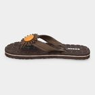 Women's Brown Floral Toe-Post Flip-Flops, भूरा, small