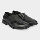 Men's Black Slip-On Strappy Sandals, काला, small
