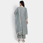 Ladies' Kurta Pyjama Set with Dupatta, हल्का ग्रे, small image number null