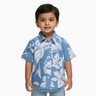 Infants Bright Sky Blue Cotton Half Sleeve Classic Casual Shirt, मध्यम नीला, small image number null