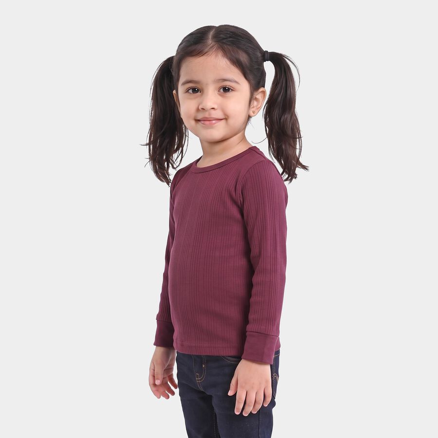 Girls Maroon Long Sleeve Thermal, Wine, large