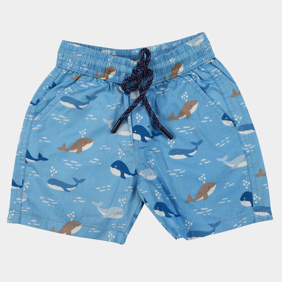 Boys Light Blue Regular Fit Printed Bermuda Shorts, Light Blue, large