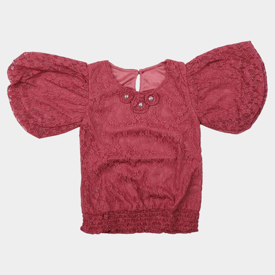 Girls Pink Round Neck Regular T-Shirt, गुलाबी, large