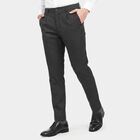 Men's Black Slim Fit Textured Chino Trousers, Black, small