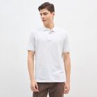 Men's White Cotton Polo Collar Classic T-Shirt, White, small