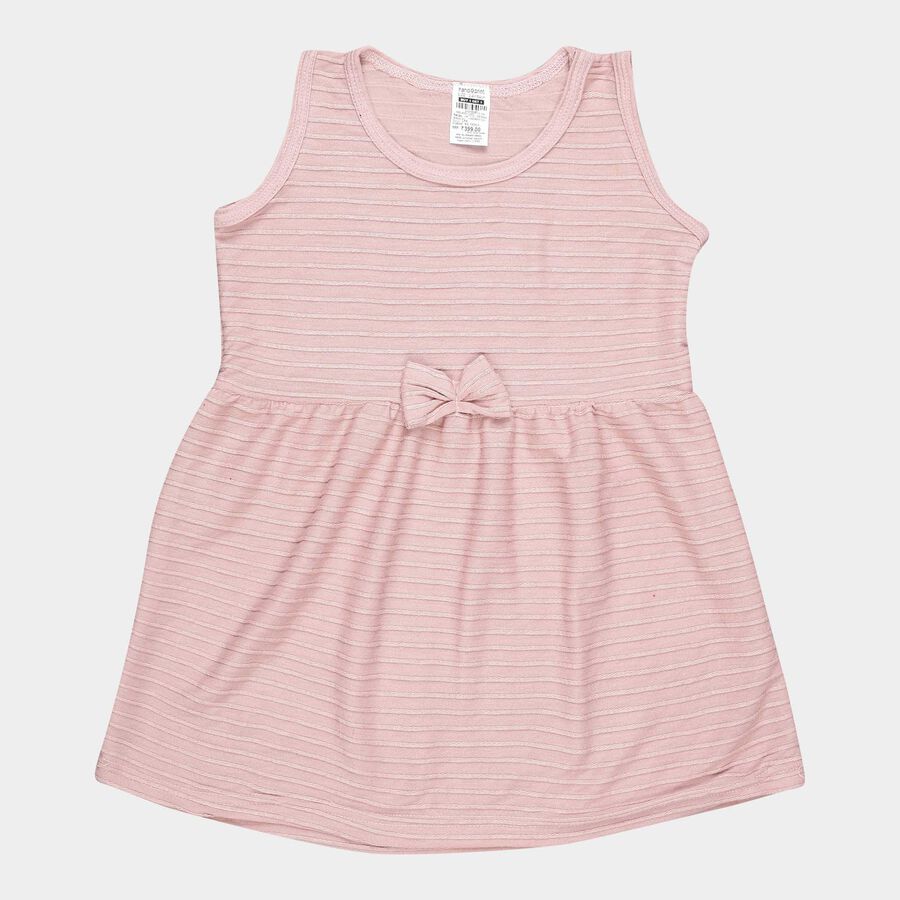 Girls Cotton Cap Sleeves Frock, Light Pink, large image number null