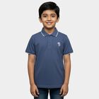 Boys' Teal Blue Polo Collar Preppy T-Shirt, Teal Blue, small