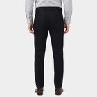 Men's Navy Blue Slim Fit Flat-Front Casual Trousers, Navy Blue, small