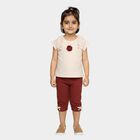 Girls Cream Ruffle Top and Maroon Capri Set, ऑफ व्हाइट, small image number null