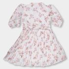 Girls' Soft White Puff Sleeve Floral Dress, White, small image number null