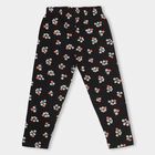 Girls' Jet Black Floral Printed Stretch Legging, काला, small image number null