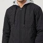 Men's Black Hooded Bomber Jacket, Black, small