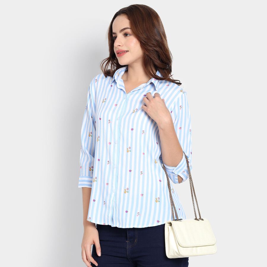 Ladies'  Stripes Shirt, Light Blue, large image number null