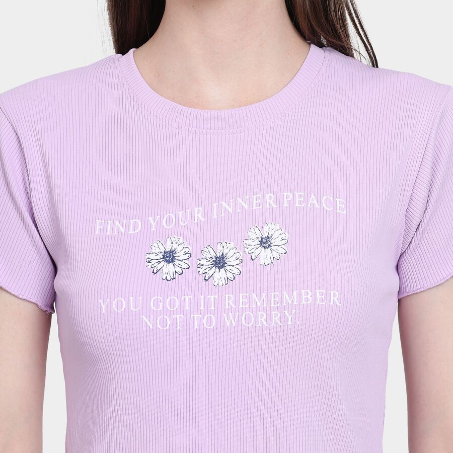 Ladies' Round Neck T-Shirt, Lilac, large image number null