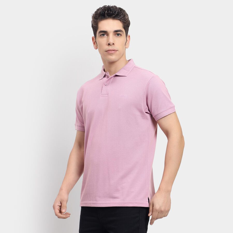 Men's Collared Half Sleeves T-Shirt , Pink, large