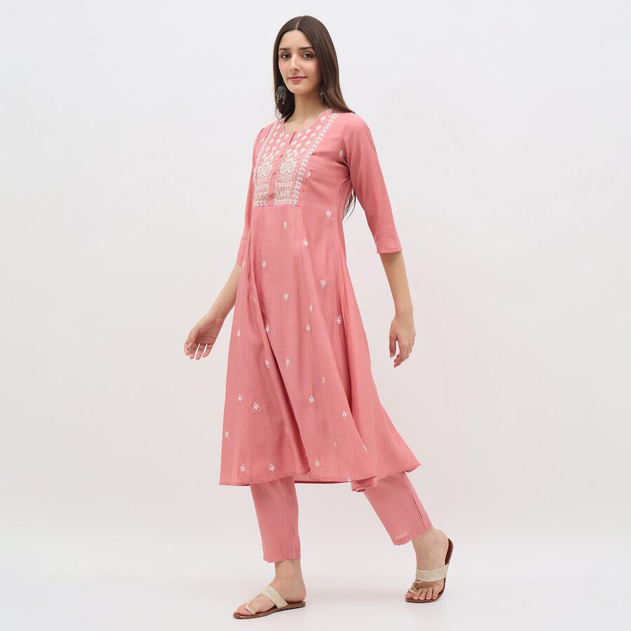 Women's Dusty Rose Pink Embroidered Ethnic Set, Light Pink, large image number null