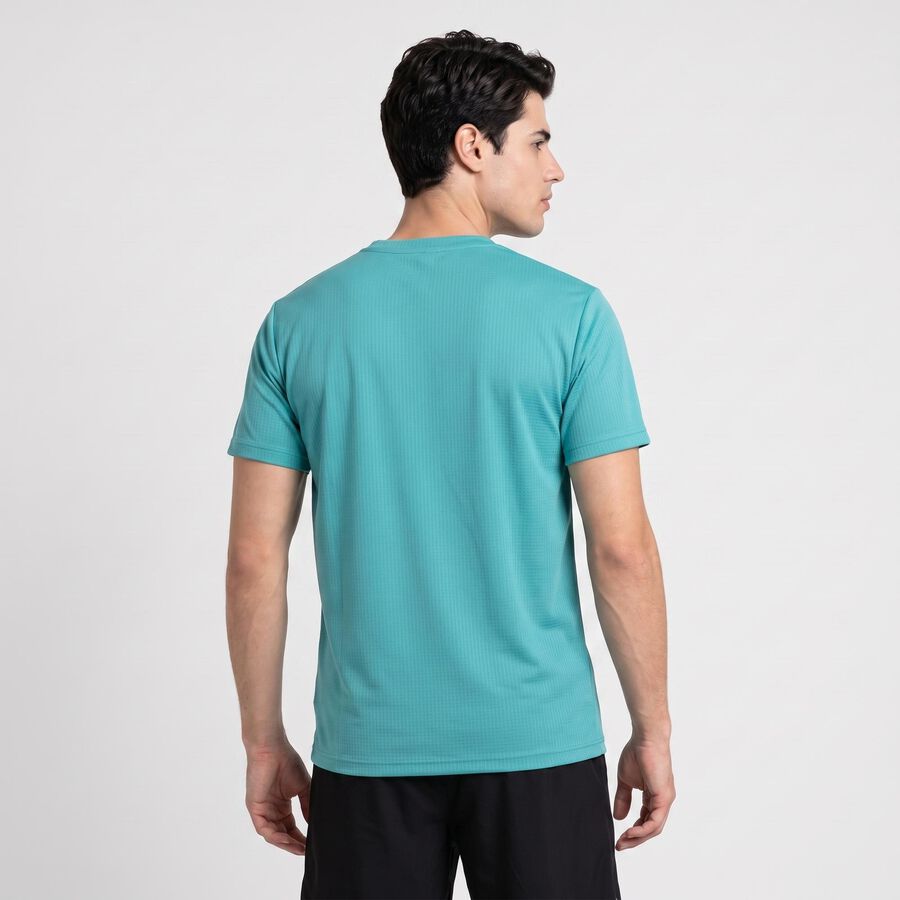 Men Teal Round Neck Regular Drifit T-Shirt, Teal Blue, large