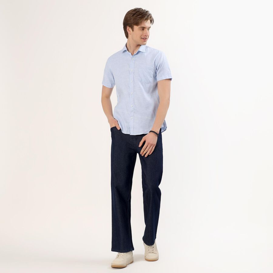 Men's Light Powder Blue Half Sleeve Classic Casual Shirt, हल्का नीला, large image number null