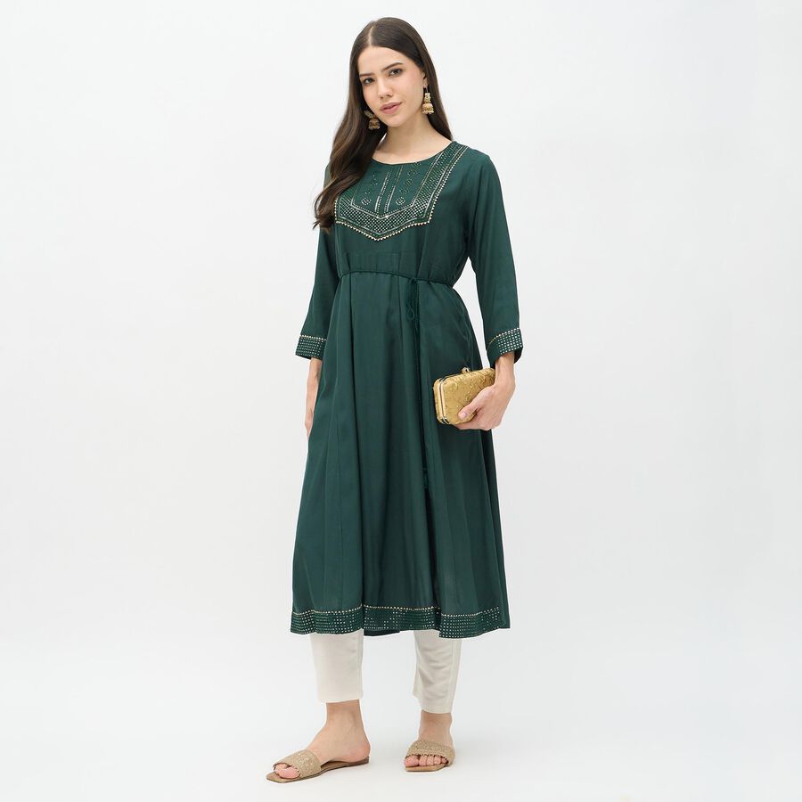 Ladies' Kurta, Dark Green, large image number null