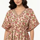 Women's Light Pink V-Neck Kaftan Nighty, Light Pink, small