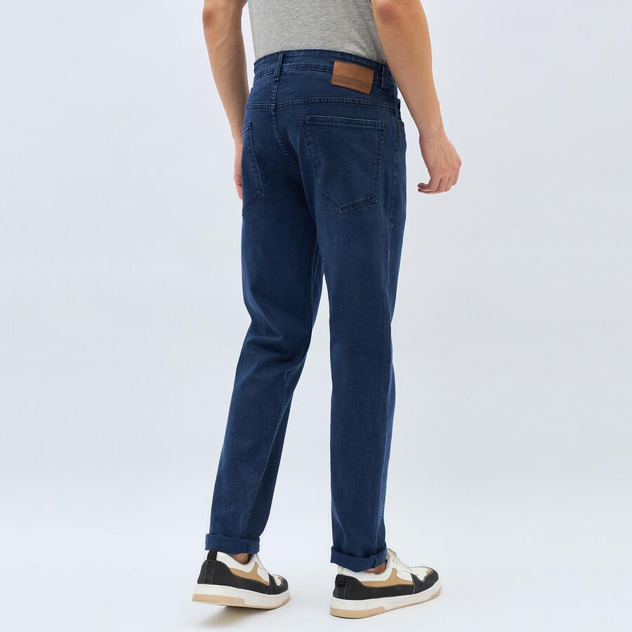 Men's Deep Steel Blue Straight Fit Classic Jeans, मध्यम नीला, large image number null
