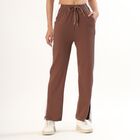 Women's Warm Mocha Brown Side-Striped Relaxed Fit Track Pants, Brown, small image number null