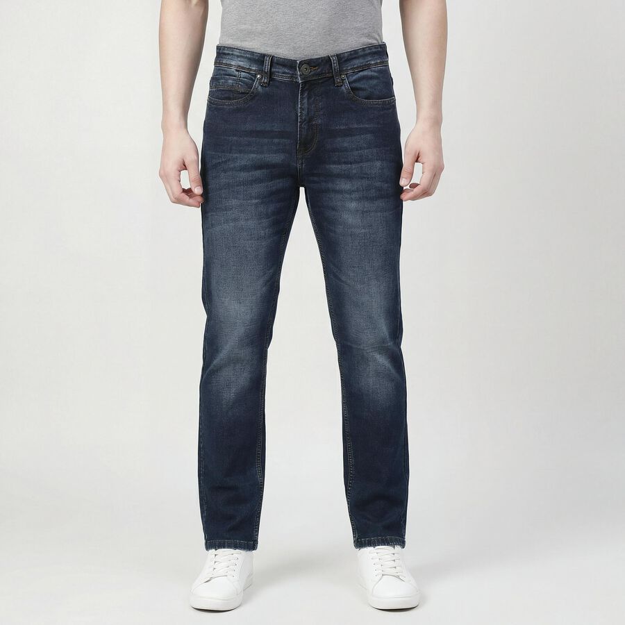 Men's Blue Regular Fit Jeans, Dark Blue, large