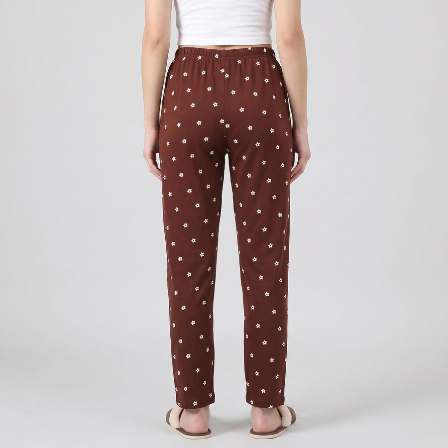 Women's Brown Straight Fit Floral Printed Pyjama, भूरा, large