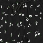 Girls' Black Jogger Floral Printed Cotton Blend Pyjama, Black, small