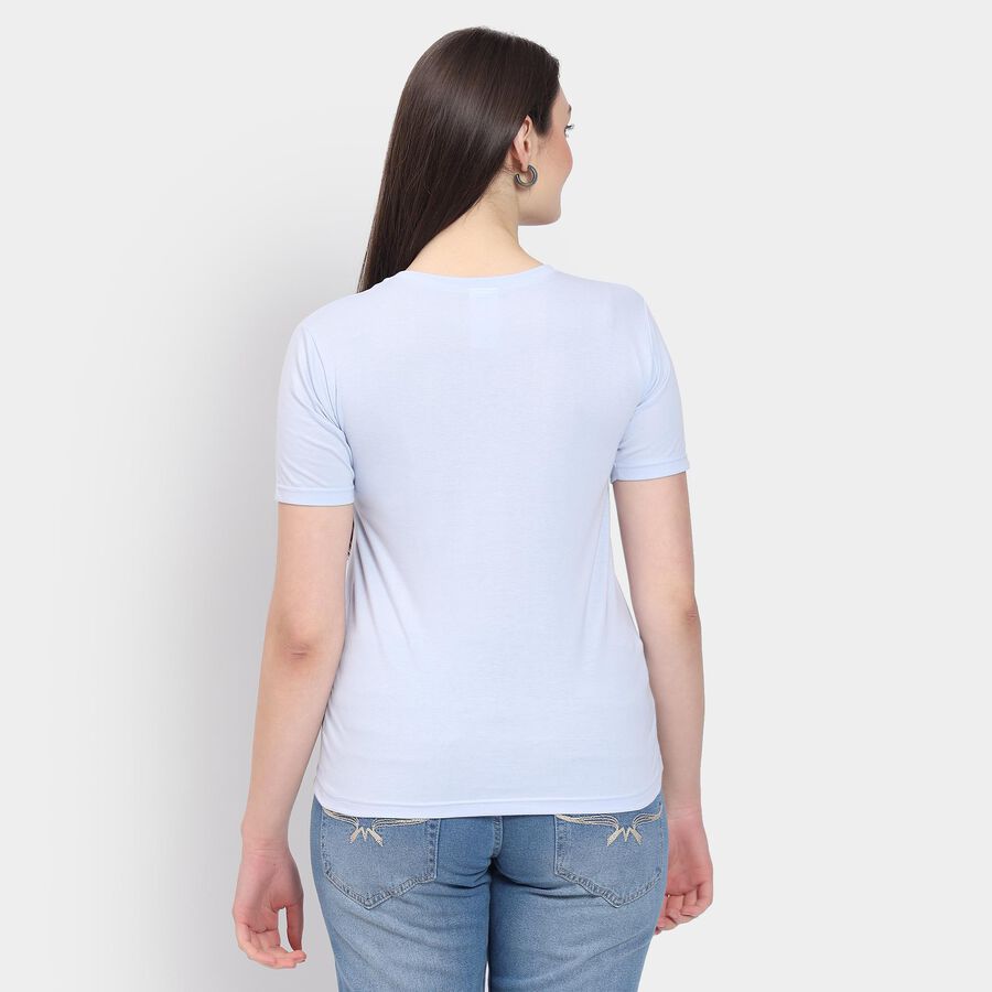 Ladies' Round Neck T-Shirt, हल्का नीला, large