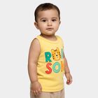 Infants Bright Yellow Cotton Round Neck Casual Vest, पीला, small image number null