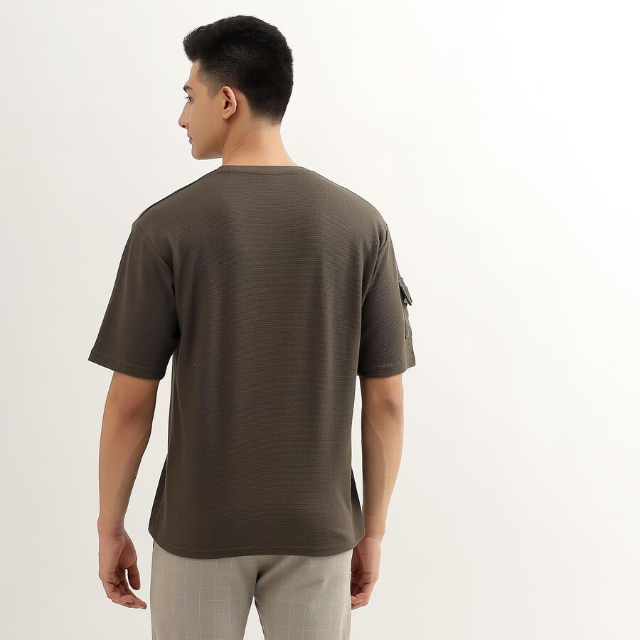 Men's Dark Olive Green Round Neck T-Shirt, Dark Green, large image number null