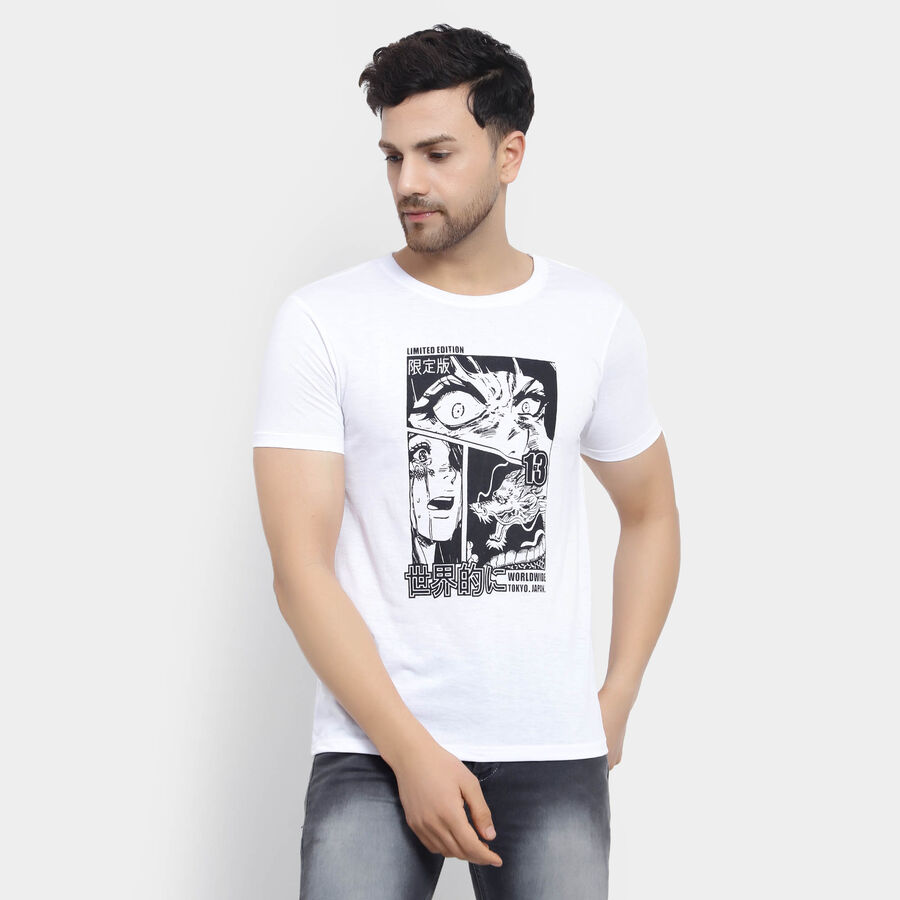 राउन्ड नेक टी-शर्ट, सफ़ेद, large image number null