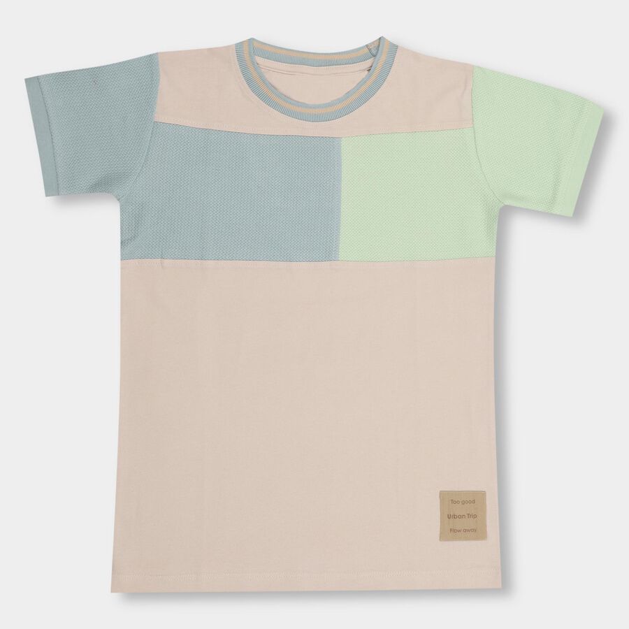 Boys' 100% Cotton Half Sleeves T-Shirt, हल्का हरा, large image number null