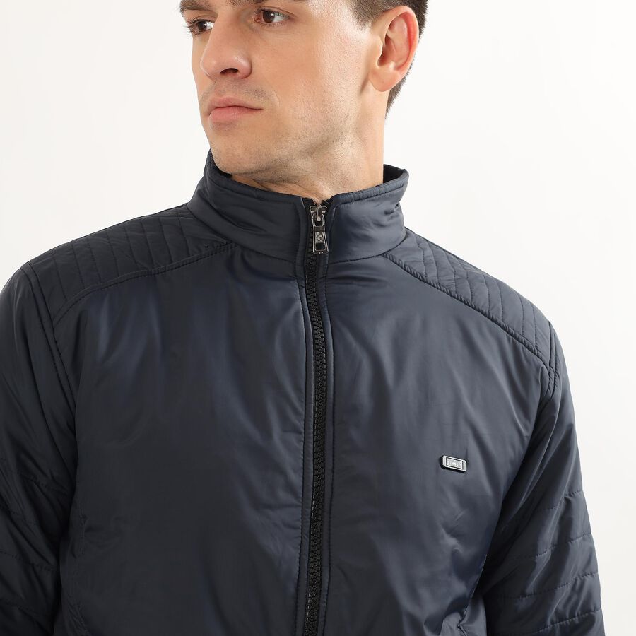 Men's Deep Midnight Navy High Neck Casual Jacket, Navy Blue, large image number null