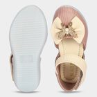 Girls' Peach Velcro Strap Embellished Sandals, Peach, small