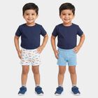 Boys White Regular Fit Printed Trunks, सफ़ेद, small