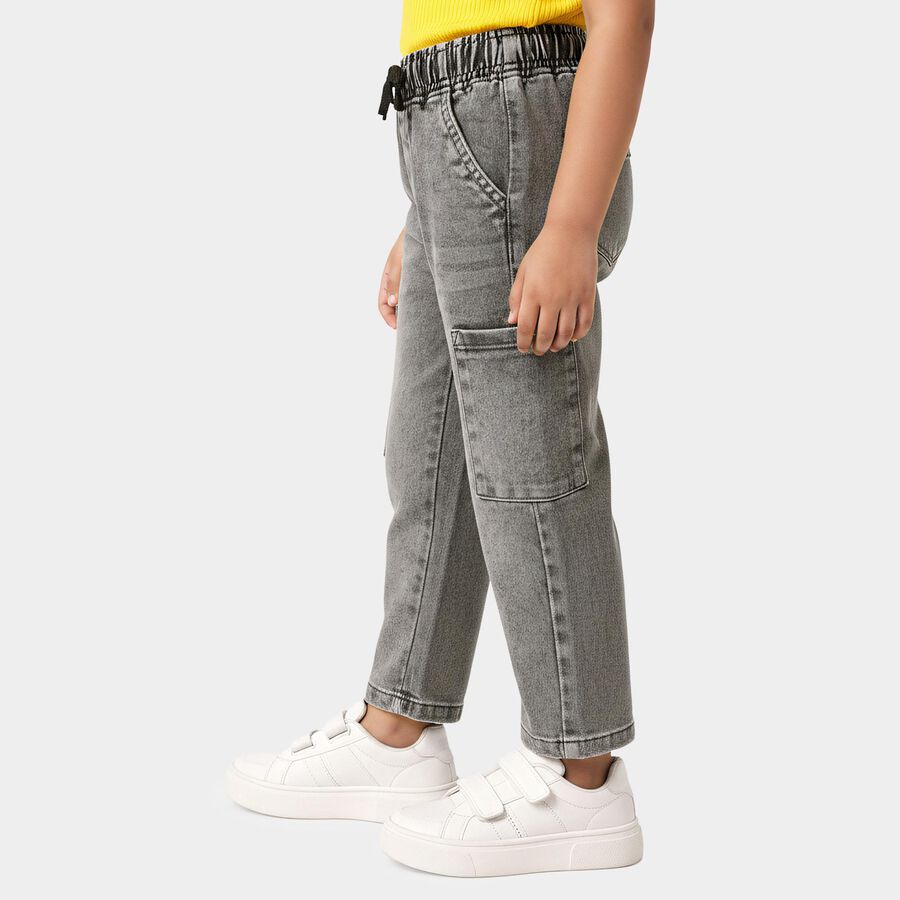 Boys Grey Regular Fit Cargo Jeans, हल्का ग्रे, large