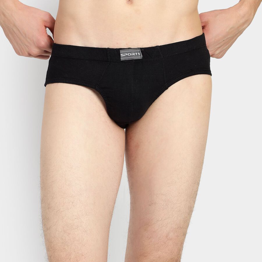 Men's 100% Cotton Briefs, Black, large