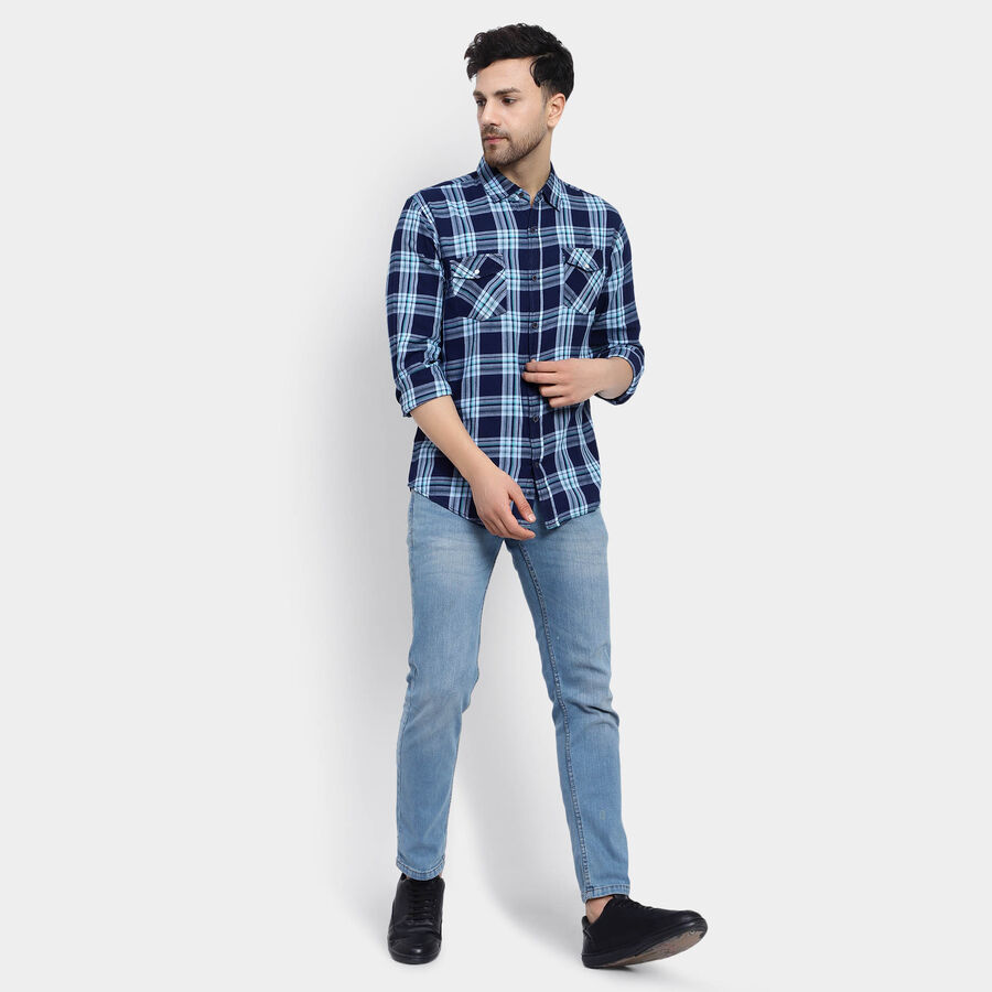 Cotton Checks Casual Shirt, गहरा हरा, large image number null
