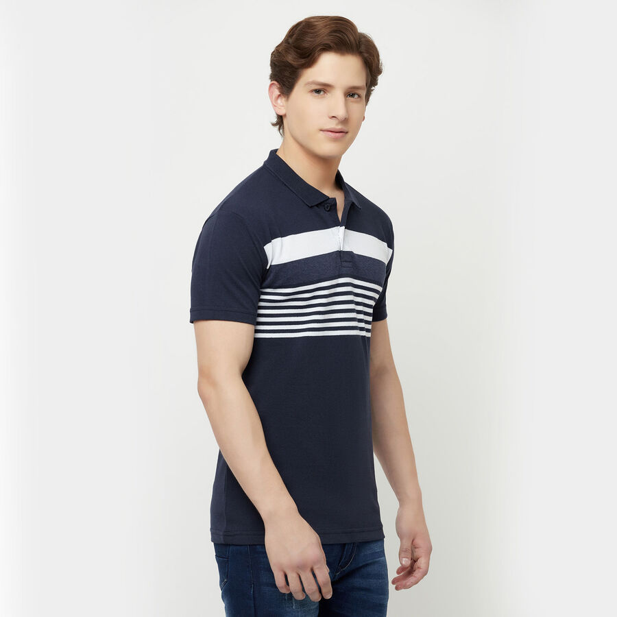 Stripes Polo Shirt, Navy Blue, large image number null